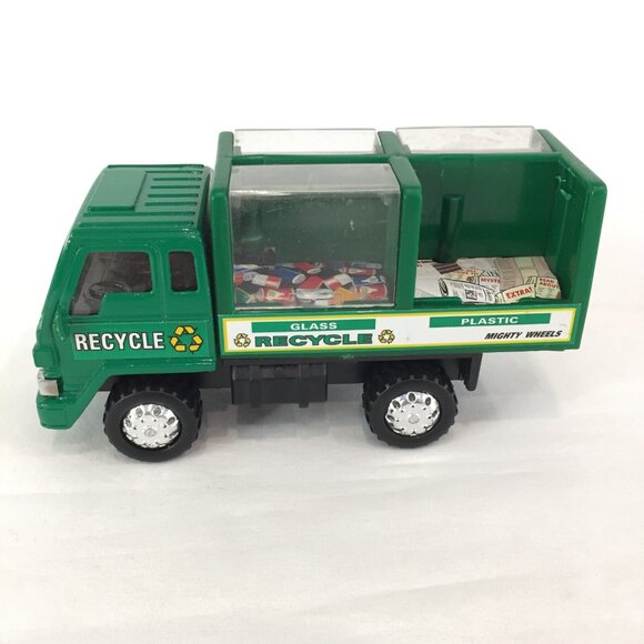Mighty Wheels Green Recycle Garbage Truck Dinky Car Diecast Toy  Play Used 4.5 " - Picture 4 of 10